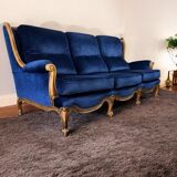 Vintage blue baroque sofa / three-seater / armchair