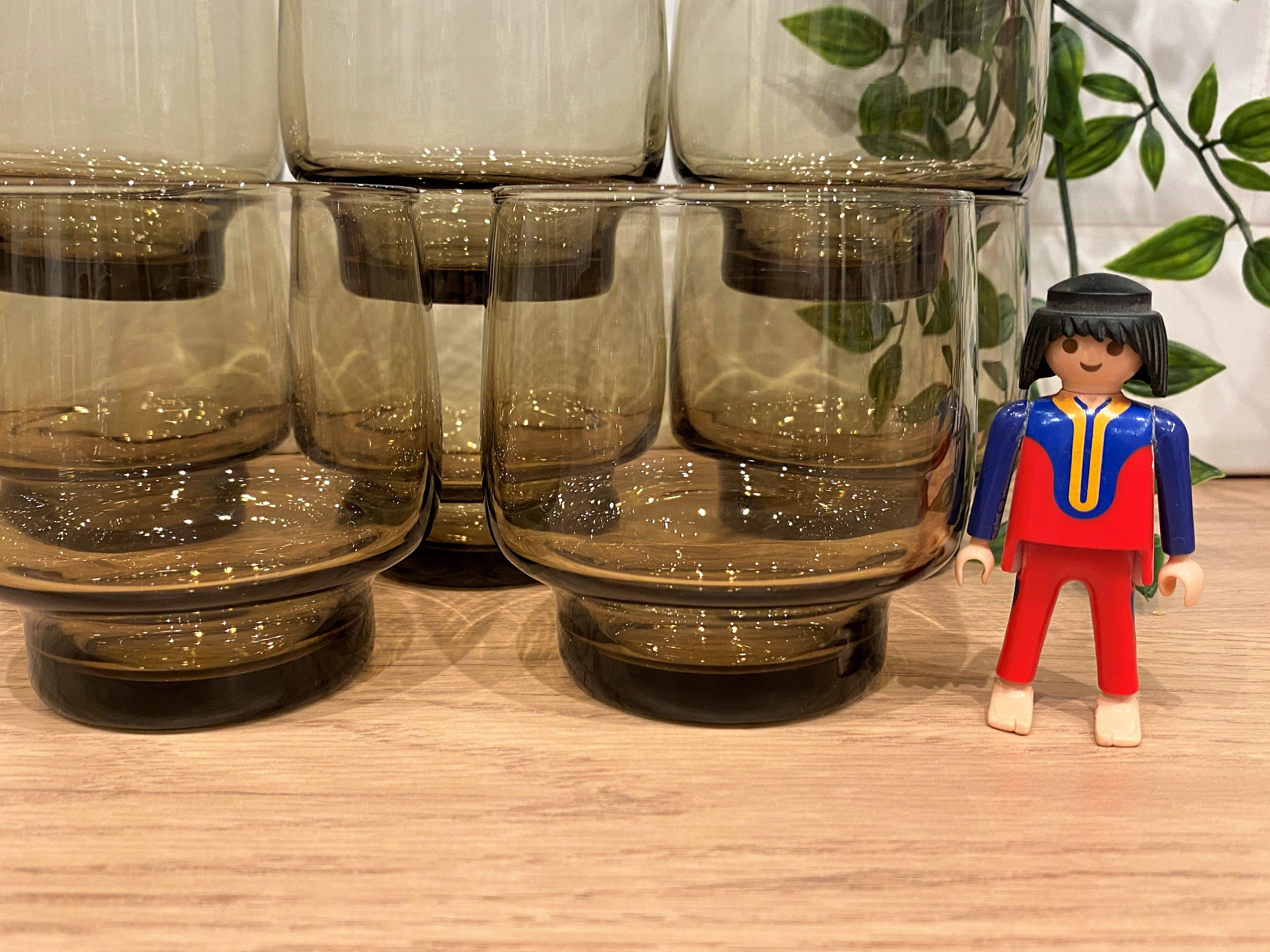 8 Luminarc smoked glass water glasses