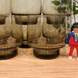 8 Luminarc smoked glass water glasses