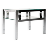Petite table basse en chrome et verre, années 70