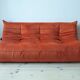 Canapé 3 places Togo en velours orange ambré de Michel Ducaroy pour Ligne Roset, 1973