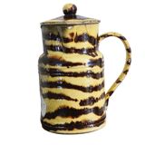 Grand pichet ancien en faïence française avec couvercle, provenant de Dieulefit