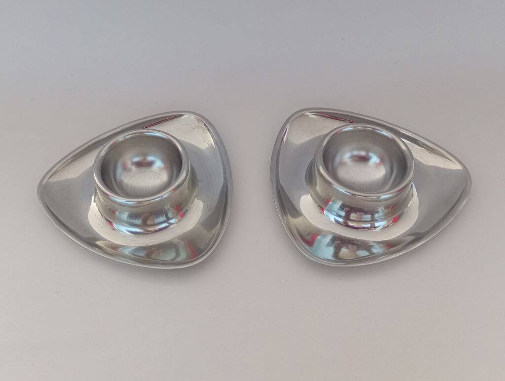 Alessi Egg Cup Carlo Mazzeri & Anselmo Vitale Stainless Steel Pair