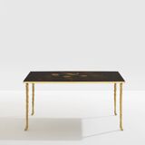 Maison Baguès bamboo brass Chinese lacquered small coffee table 1950s
