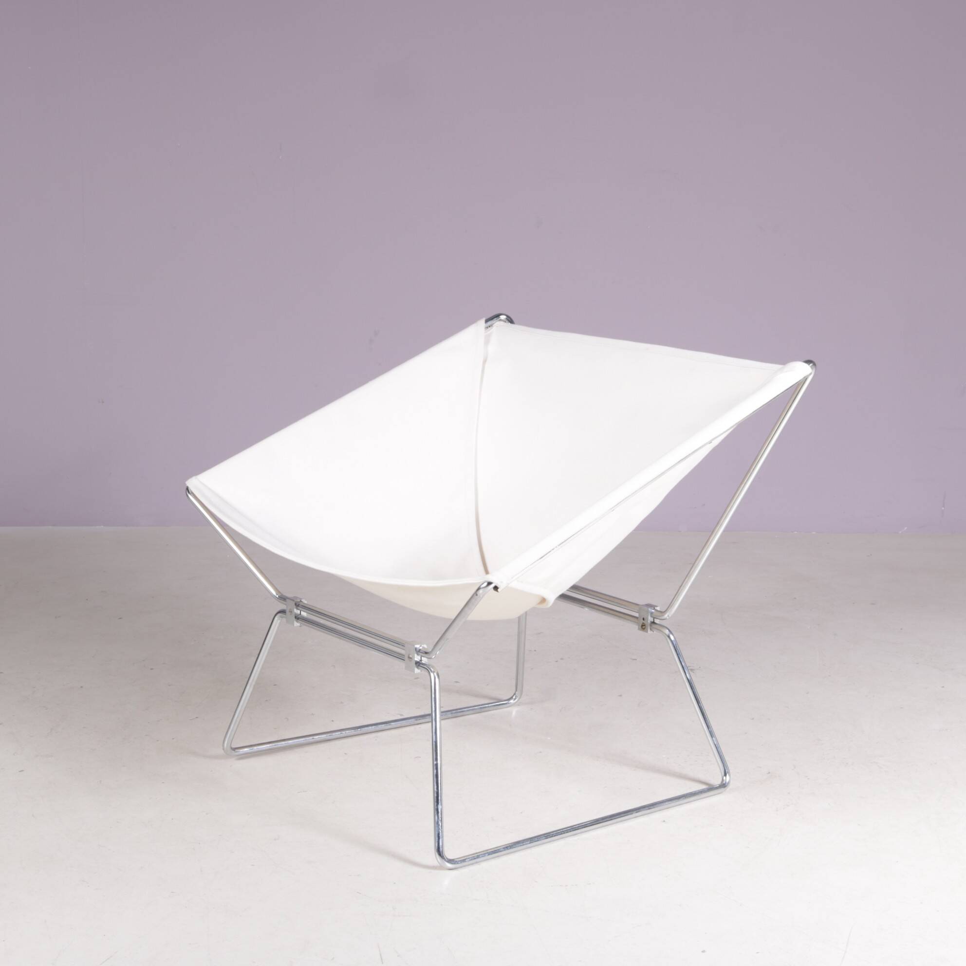 1950s easy chair AP 14 white canvas Pierre Paulin for A. Polak Netherlands