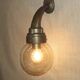 Old French Heavy Cast Bronze Marine Nautical Wall Light Glass Ball Shade 5101