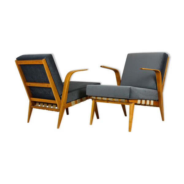 2 fauteuils en bois courbé du milieu du siècle de drevozpracujici druzstvo, 1962, ensemble de 2