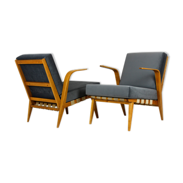2 fauteuils en bois courbé du milieu du siècle de drevozpracujici druzstvo, 1962, ensemble de 2