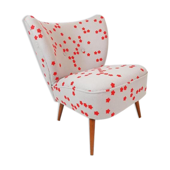 Cocktail armchair gray red flowers
