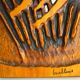 Carved wooden mirror, signed P. Guallino, "le passage", brutalist design from the 80s