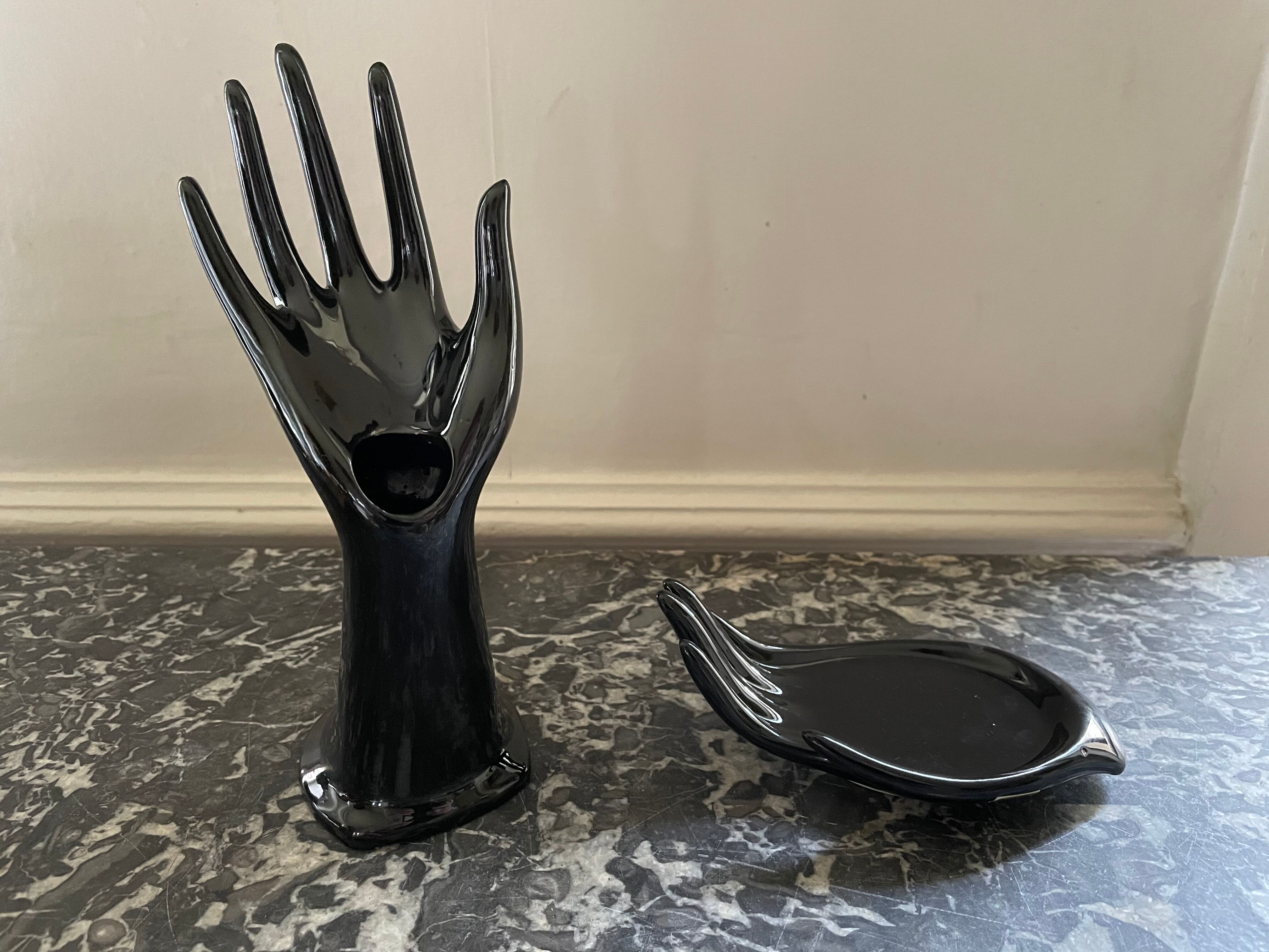 Black ceramic binge hand and cup 1970