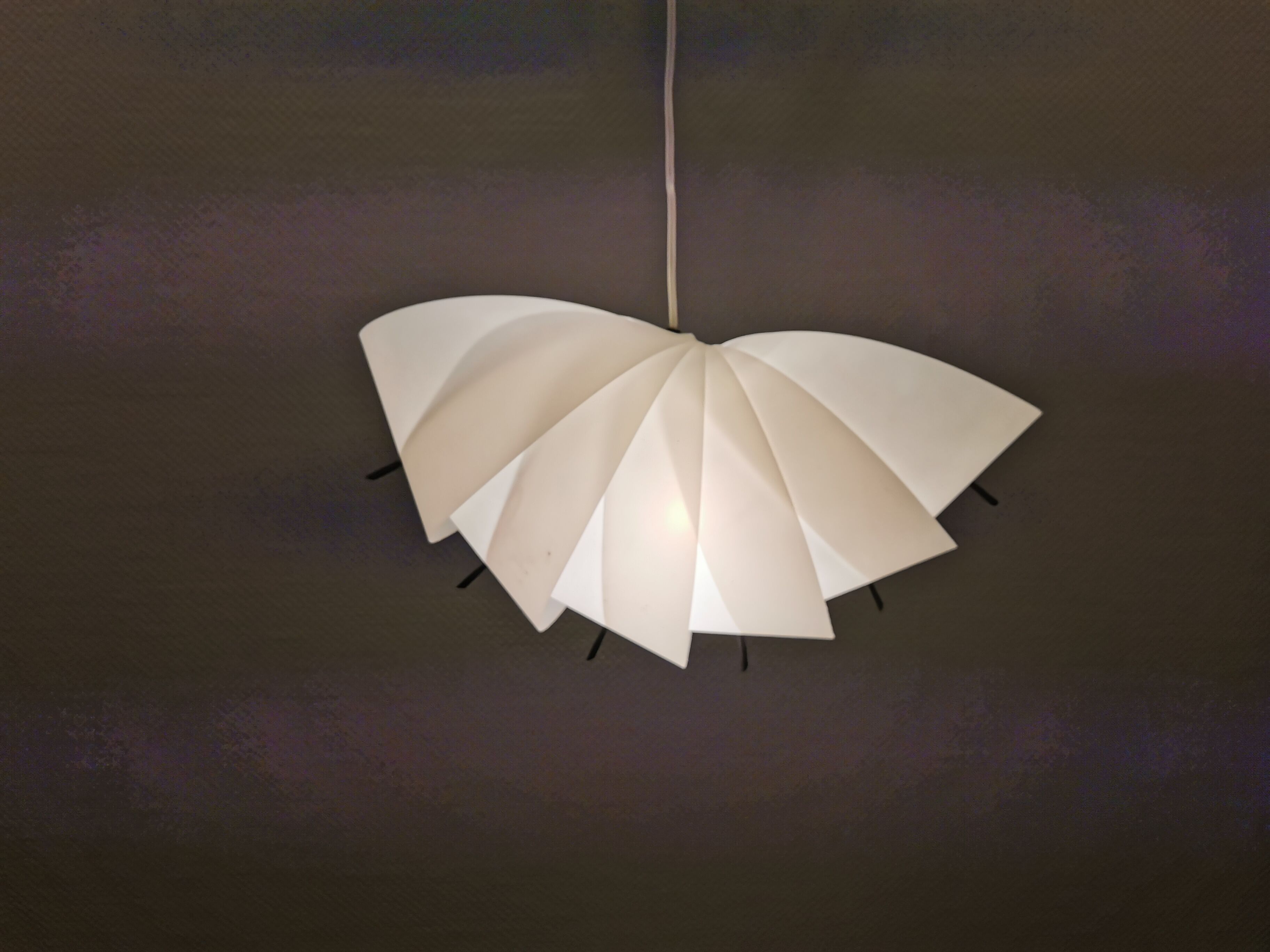 Danish conch, snail shell hanging lamp from the 80s, made of hard ABS plastic.