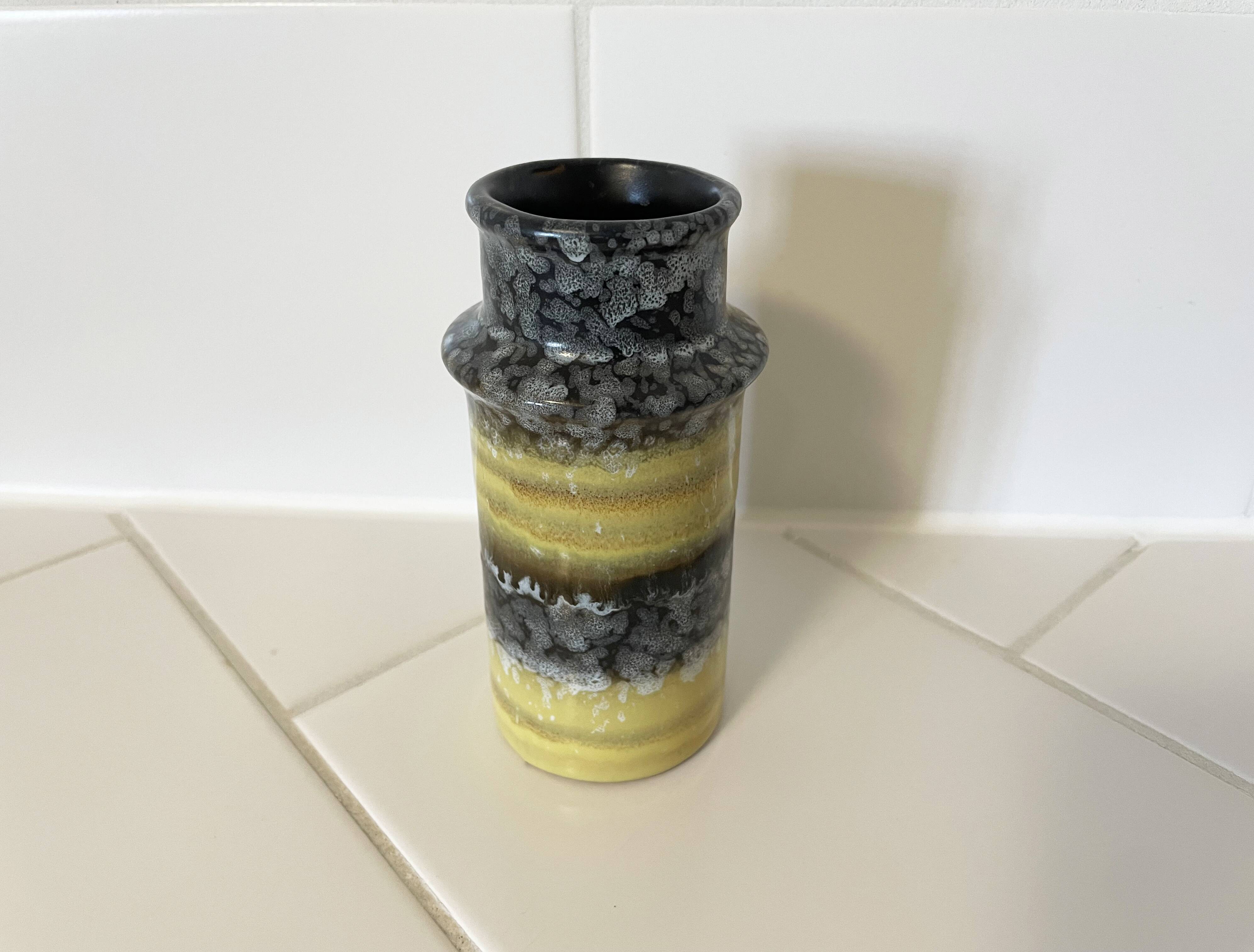 VEB Haldensleben 3092/D Vase - Small Yellow & Gray East-German GDR Ceramics