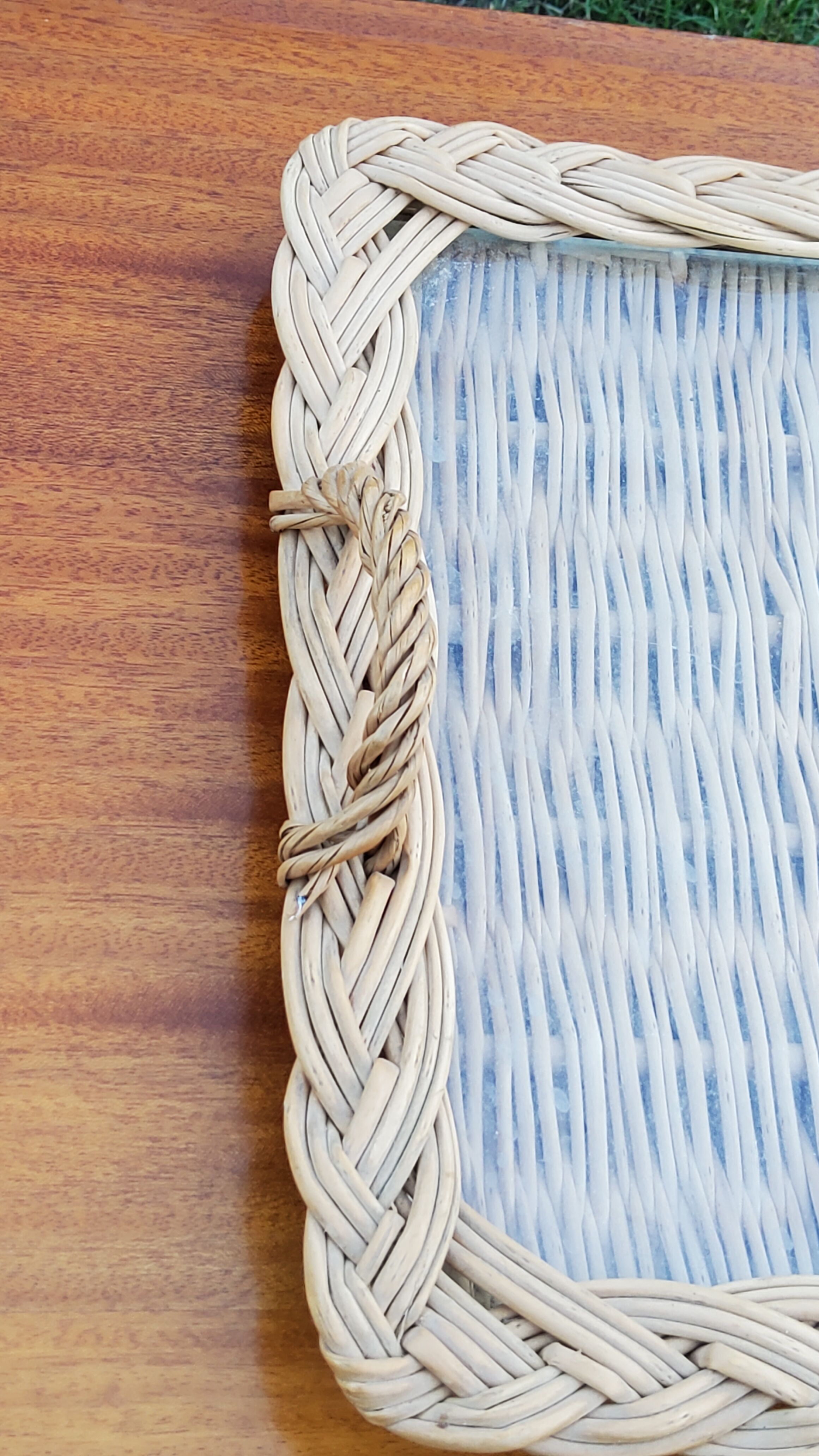 Glass and rattan top from the 70s