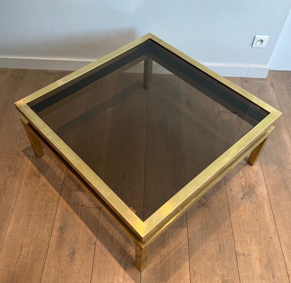 Table basse en laiton et laque noire de Guy Lefèvre pour la Maison Jansen