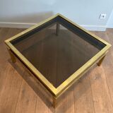 Coffee table in brass and black lacquer by Guy Lefèvre for Maison Jansen