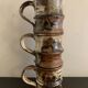 Set of 3 Danish Waldorff cups and 3 saucers in glazed stoneware