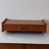 Wall shelf, Scandinavian teak wall bedside table, 1960