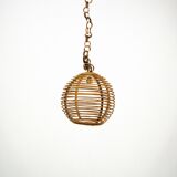 Chandelier en bambou sphérique vintage des années 1950