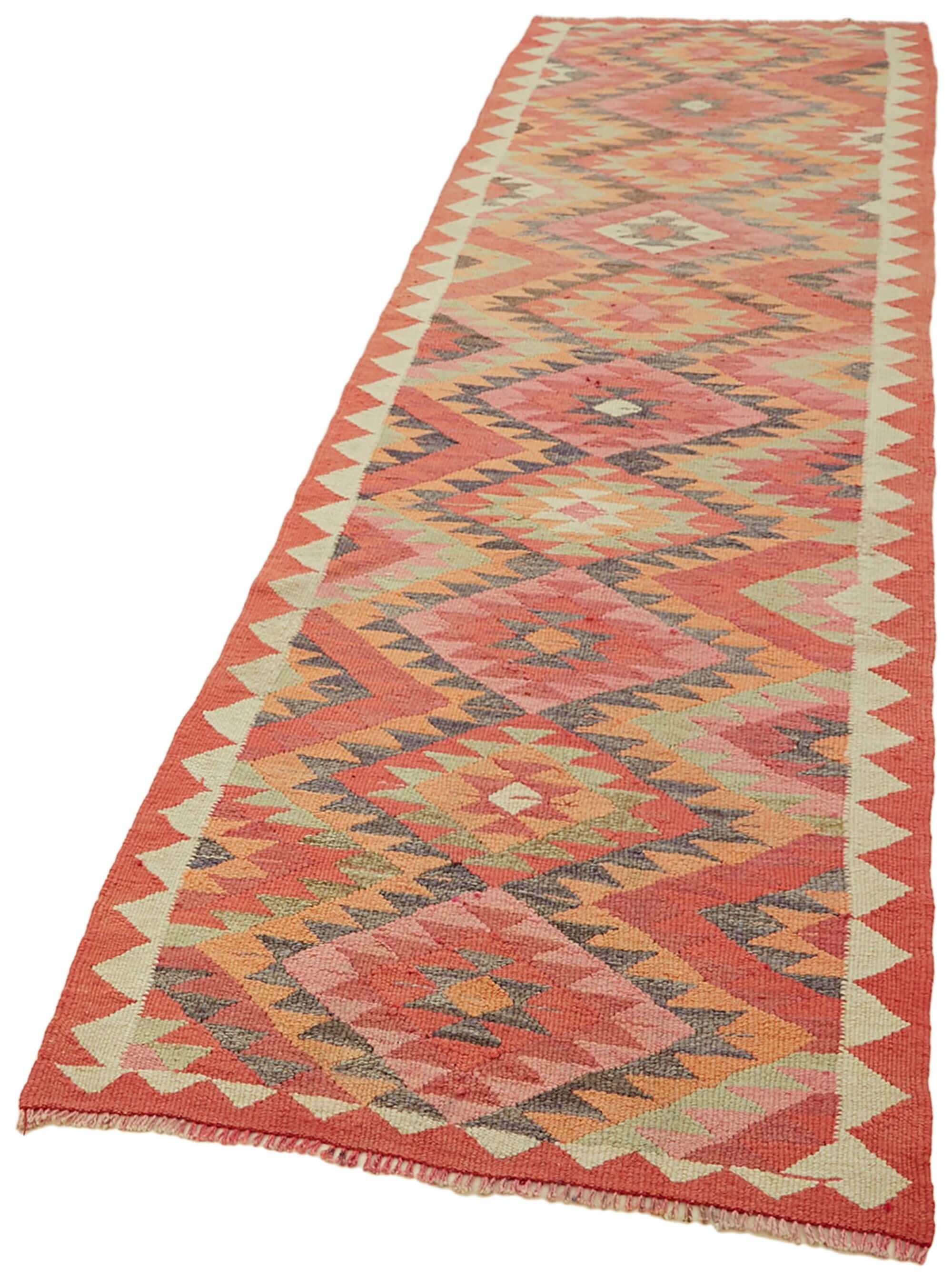 Turkish Handwoven Vintage Herki Kilim 96 cm x 315 cm