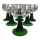 Série de 6 verres à vin vintage à pied spiral vert