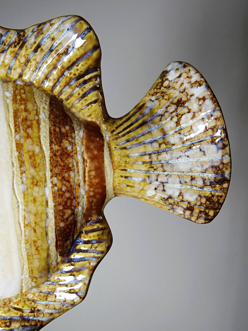 Vintage ceramic wall fish in glazed handmade style, 1970s-1980s.