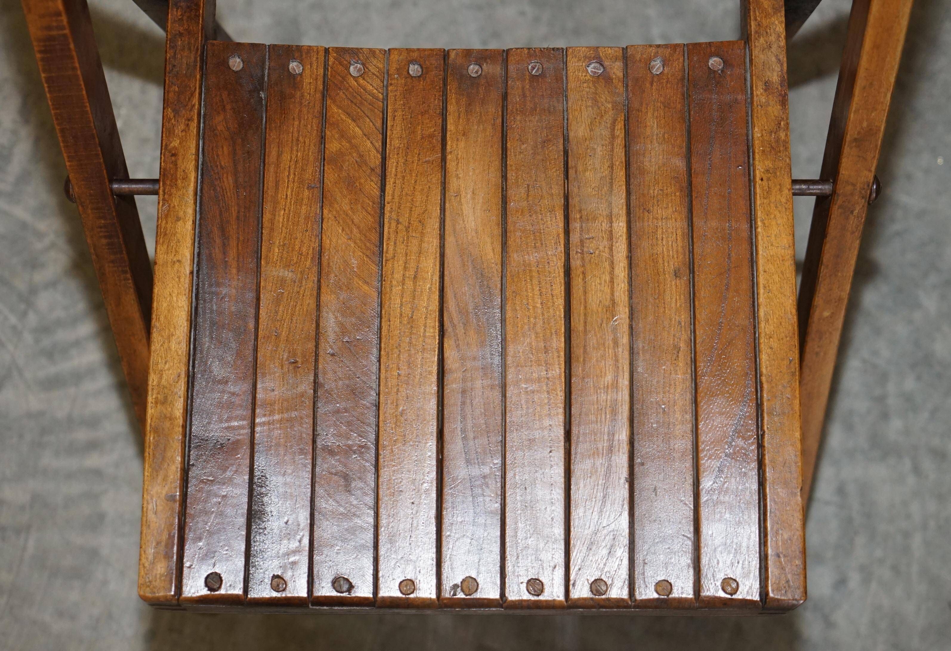 Suite de six chaises pliantes steamer en chêne anglais circa 1900-1920