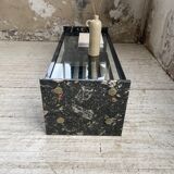 Coffee table year 80 Italian marble and glass