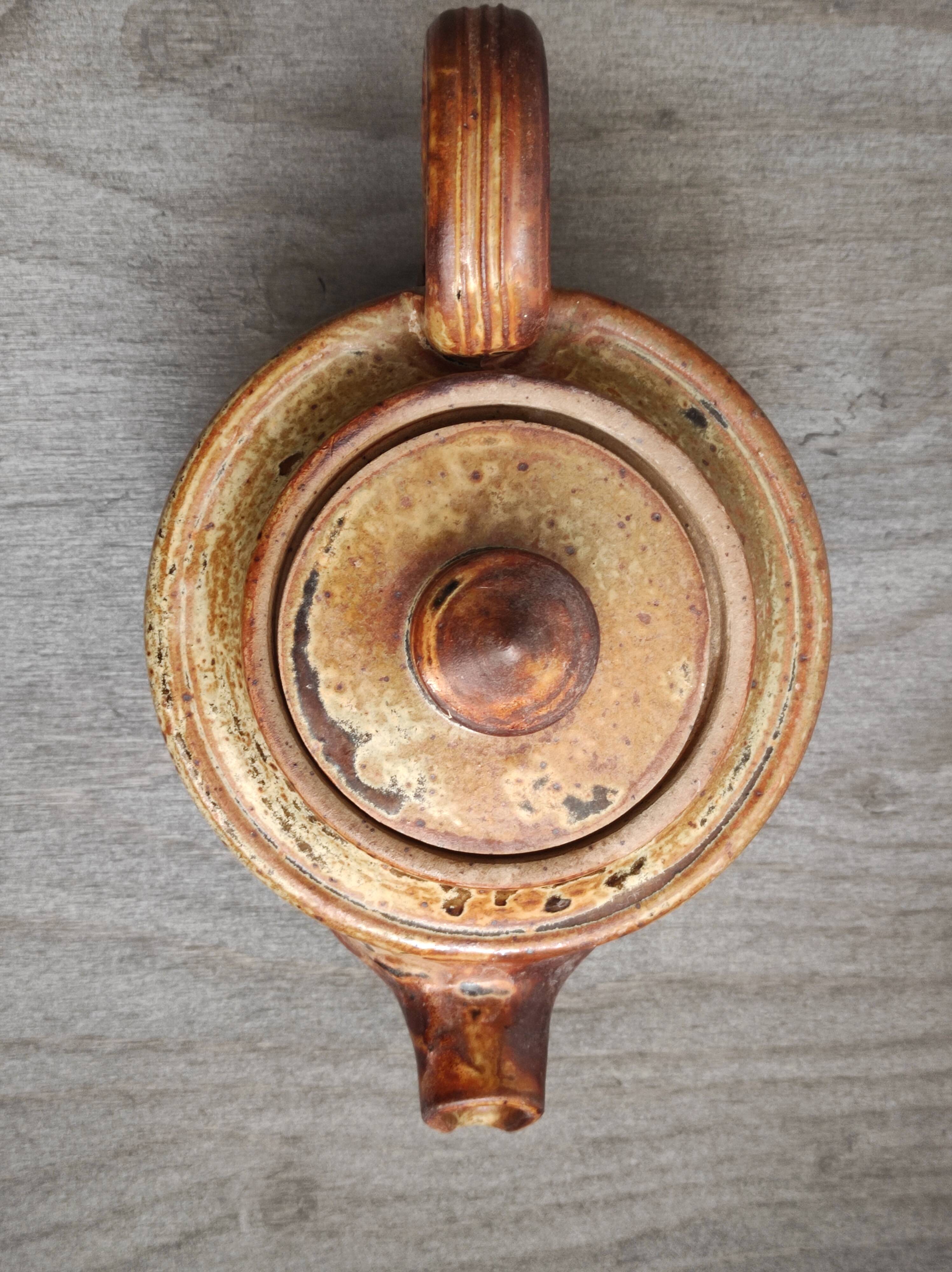 Signed vintage sandstone teapot