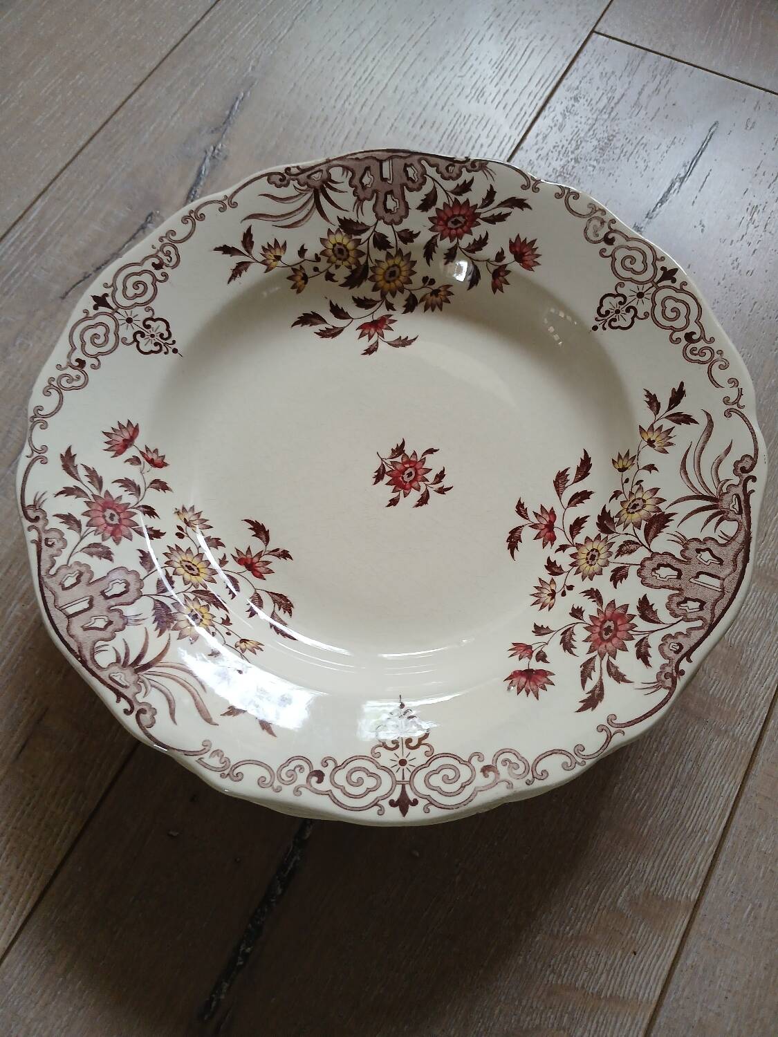 6 polychrome ironstone soup plates