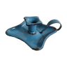 Blue enamelled candle holder