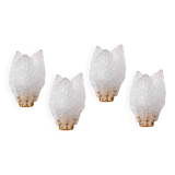 Set of 4 Florence, elegant Murano wall light transparent leaves, 1970
