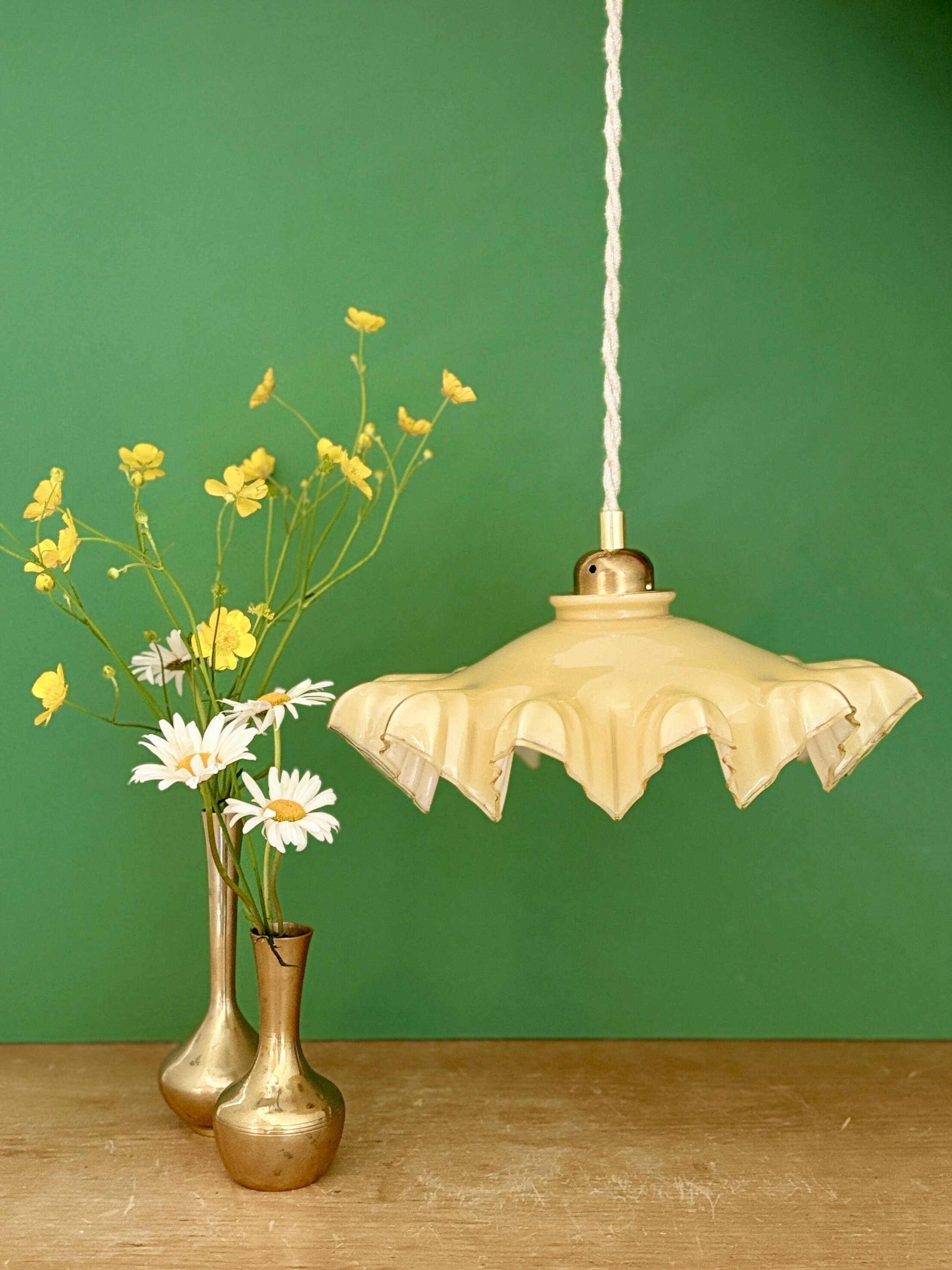 Vintage yellow opaline pendant light
