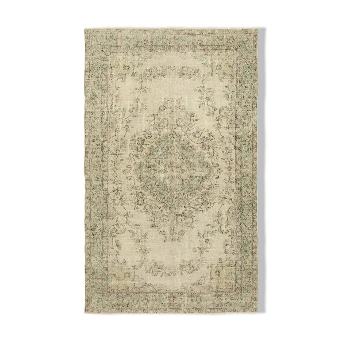 Hand-knotted rustic turkish beige carpet 170 cm x 280 cm