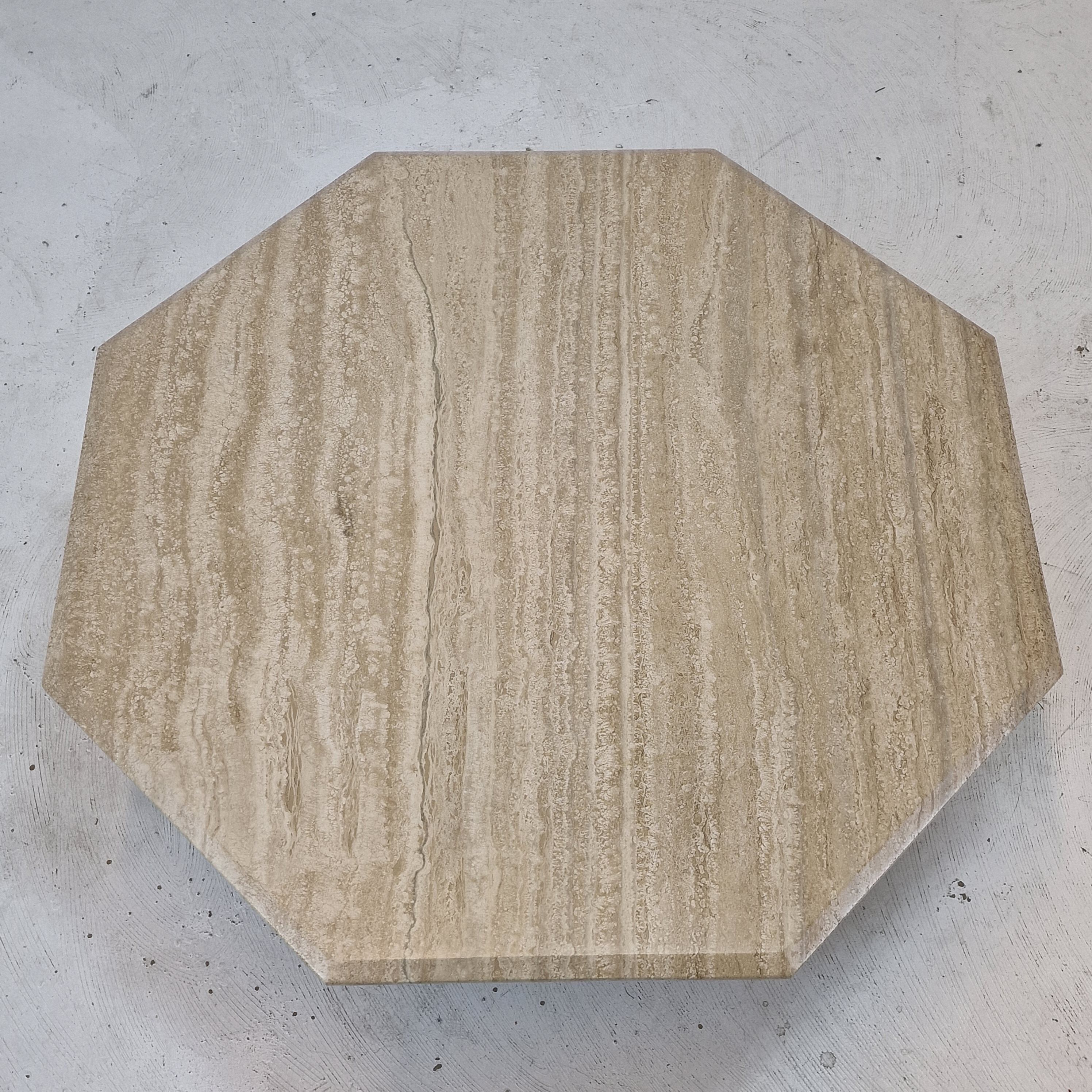 Italian octagon coffee table in travertine, 1980s