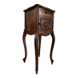 Bedside table / bedside table in veneered wood, molded and carved with foliage Louis XV style