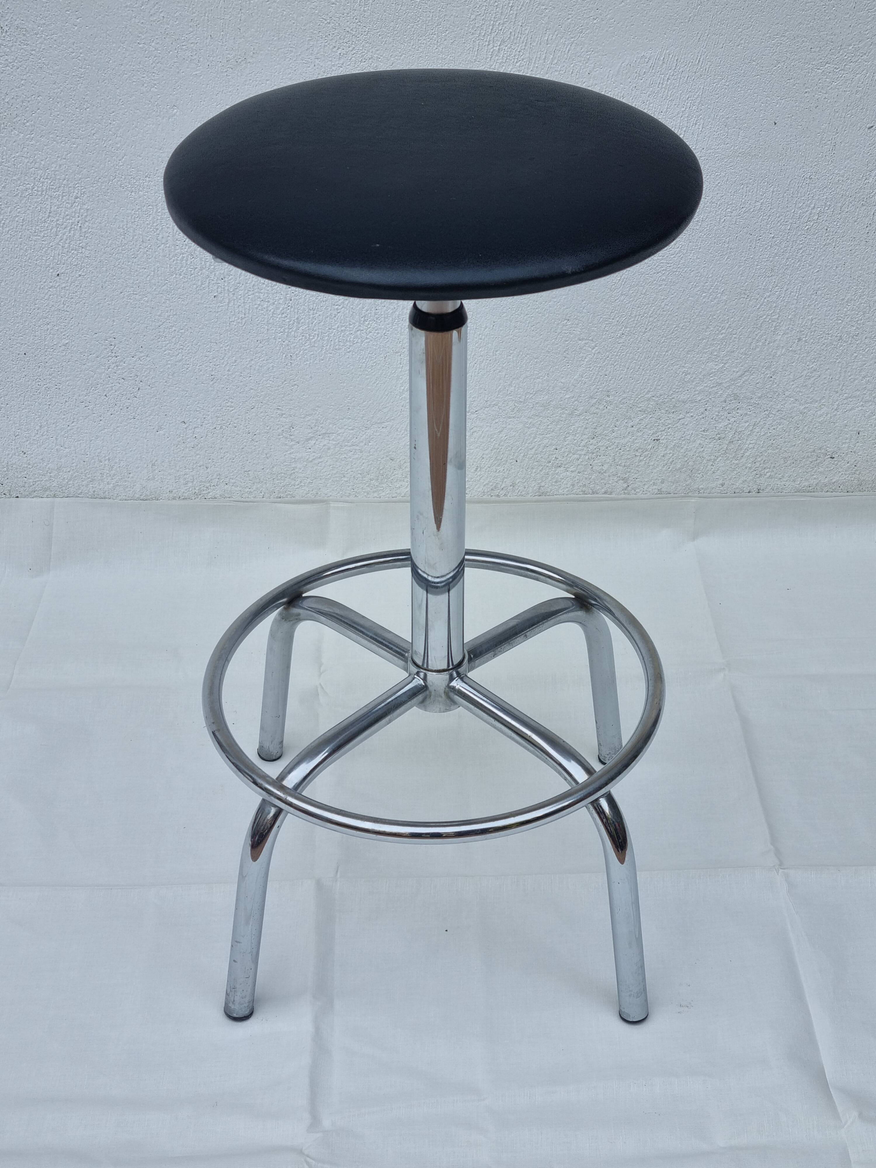 Vintage adjustable chrome stool 56 cm