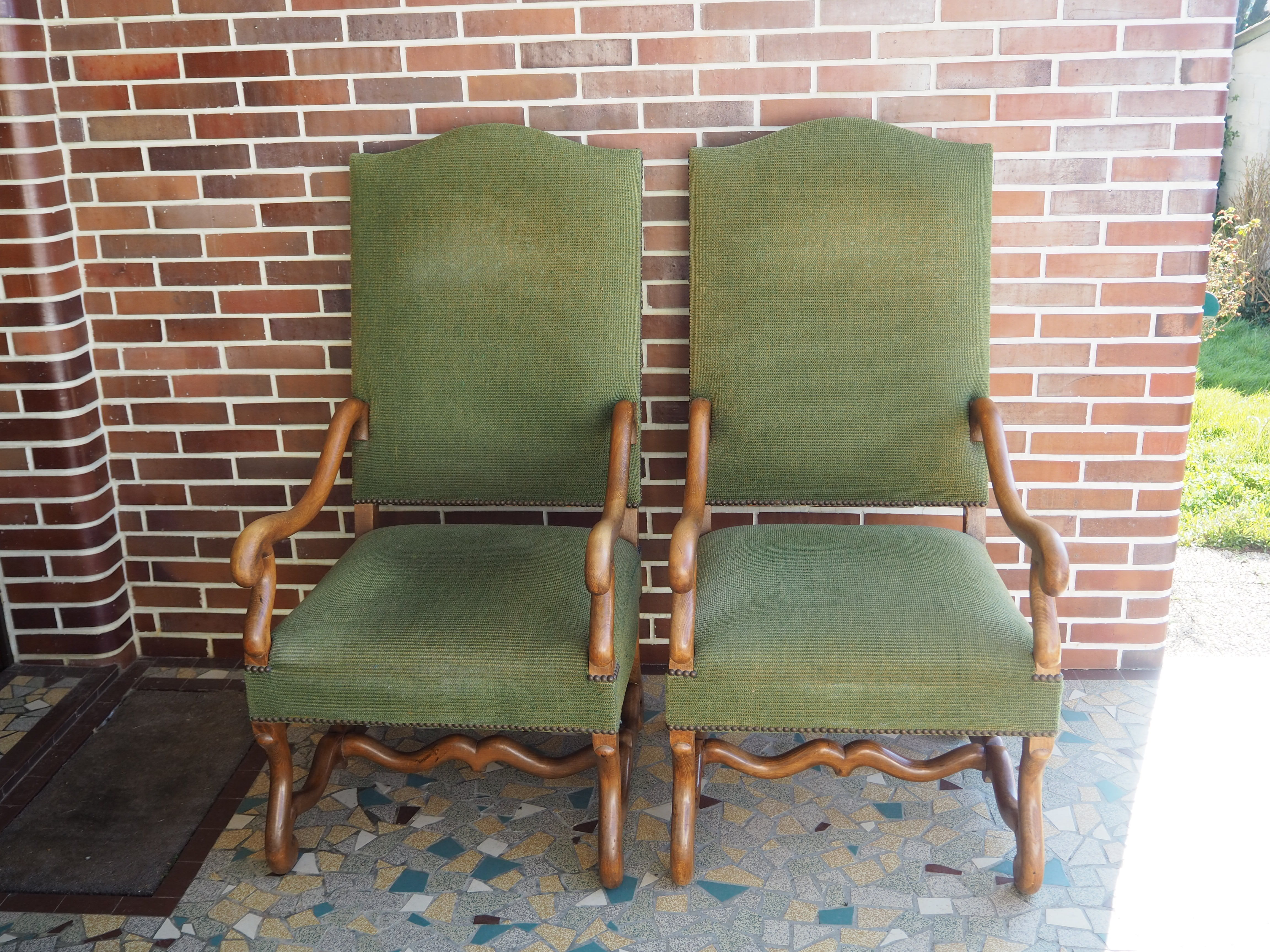 A pair of Louis XIII-style sheep bones armchairs
