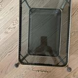 Small rolling serving table in brass and glass, 1970s, Maison Baguès