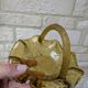 Small amber yellow glass pocket basket Portieux France