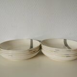 Set of 9 soup plates with yellow and green patterns