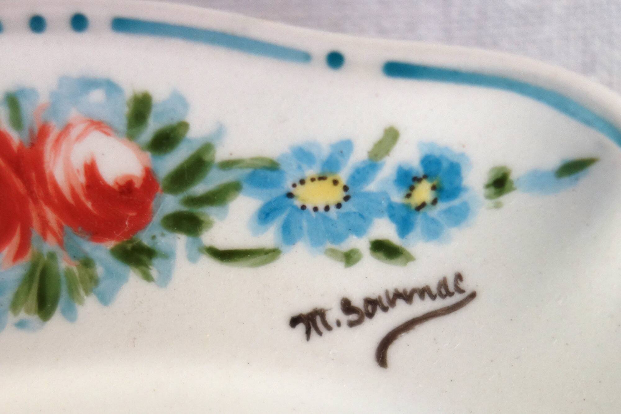 6 assiettes à dessert vintage décor main Villeroy & Boch