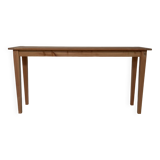 Console fine, table d'appoint ou d'écolier en bois à pieds fuseaux 160cm Vintage retro décoration