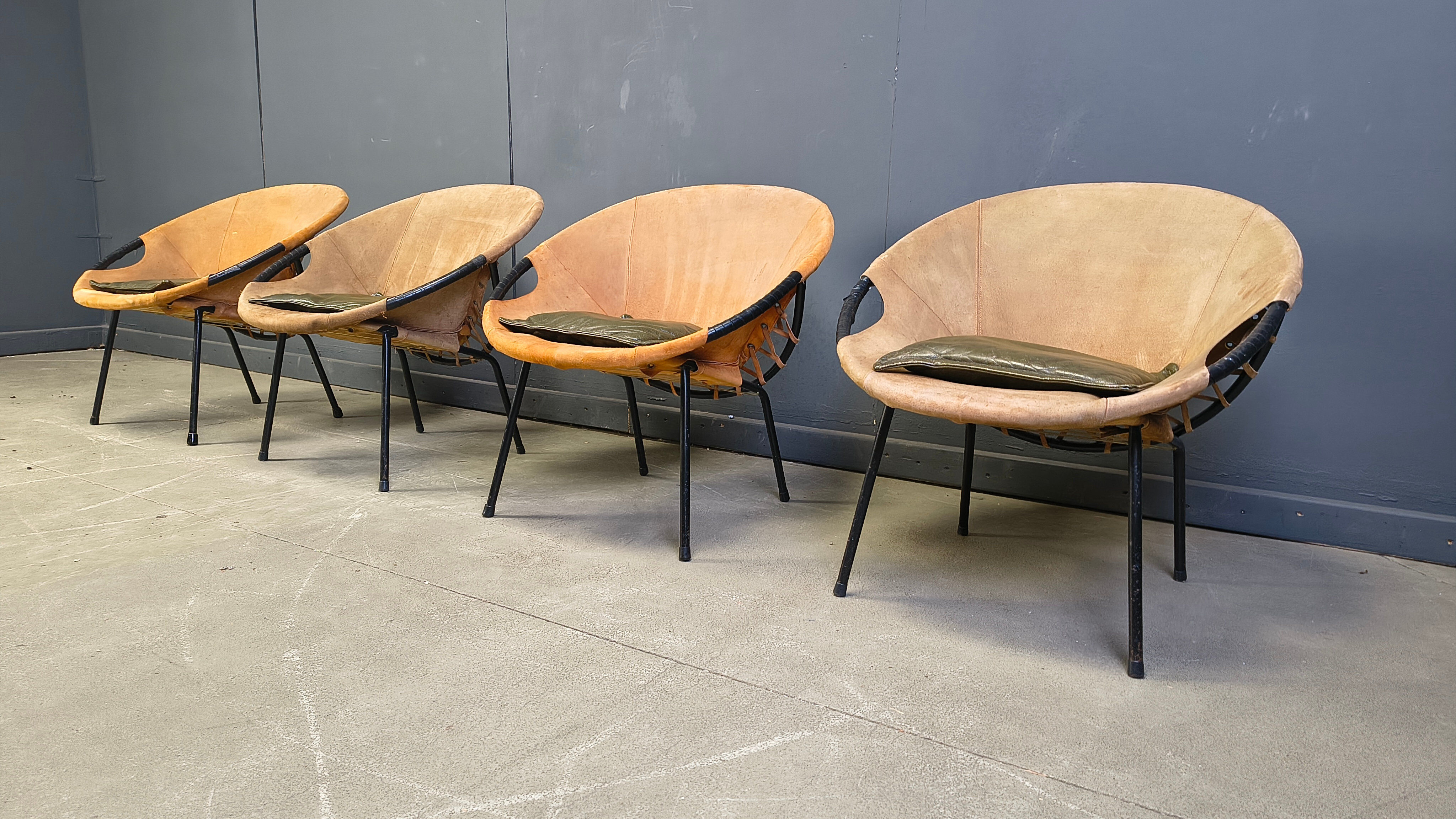 Vintage balloon chairs by Lusch & Co, 1960s - set of 4