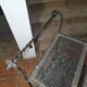Perforated wrought iron rolling dessert trolley