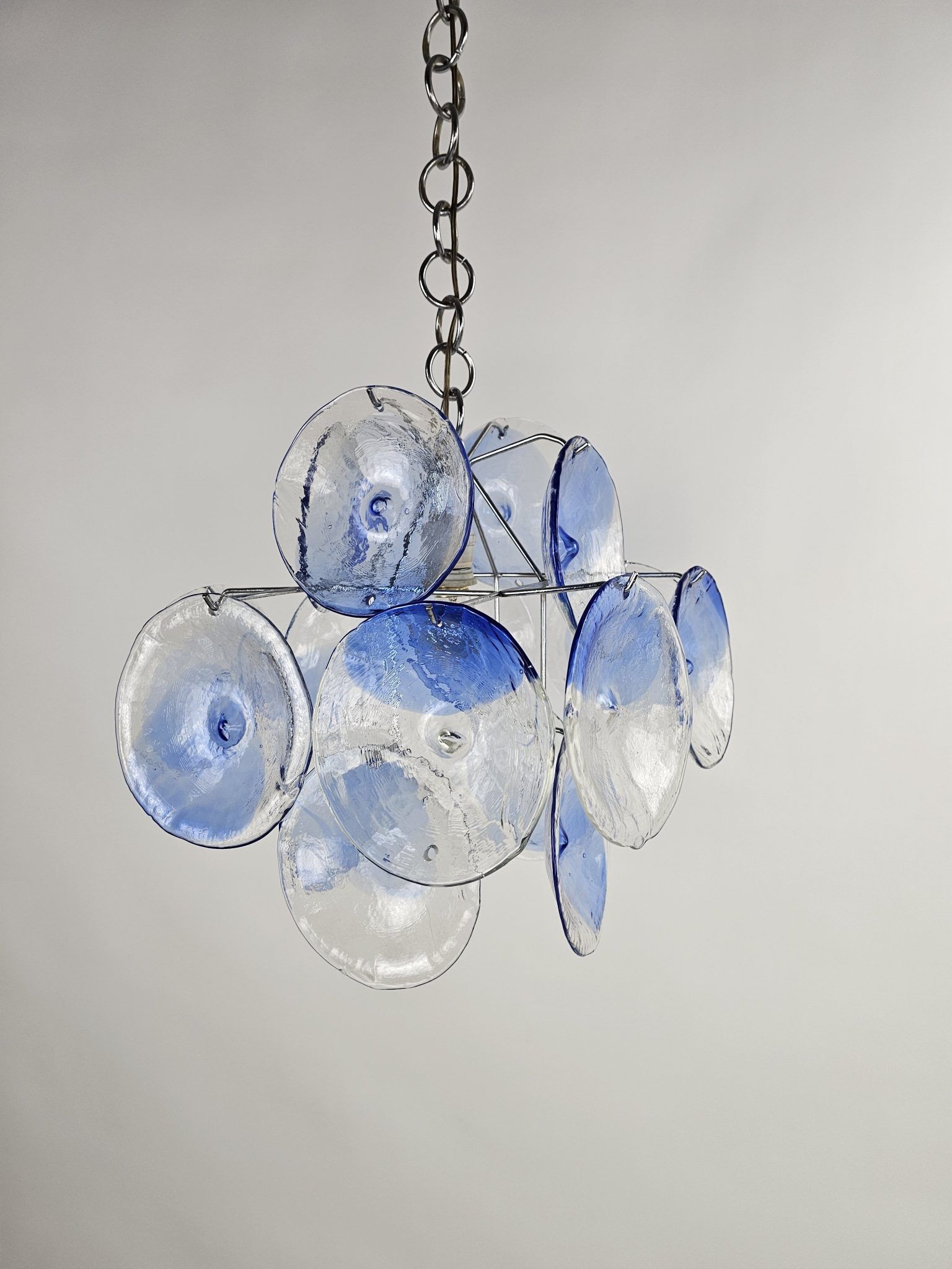 Lampe suspendue Disc bleue transparente Italie