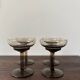 Set of 4 art deco smoked glass glasses