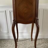 Bedside table / bedside table in veneered wood, molded and carved with foliage Louis XV style