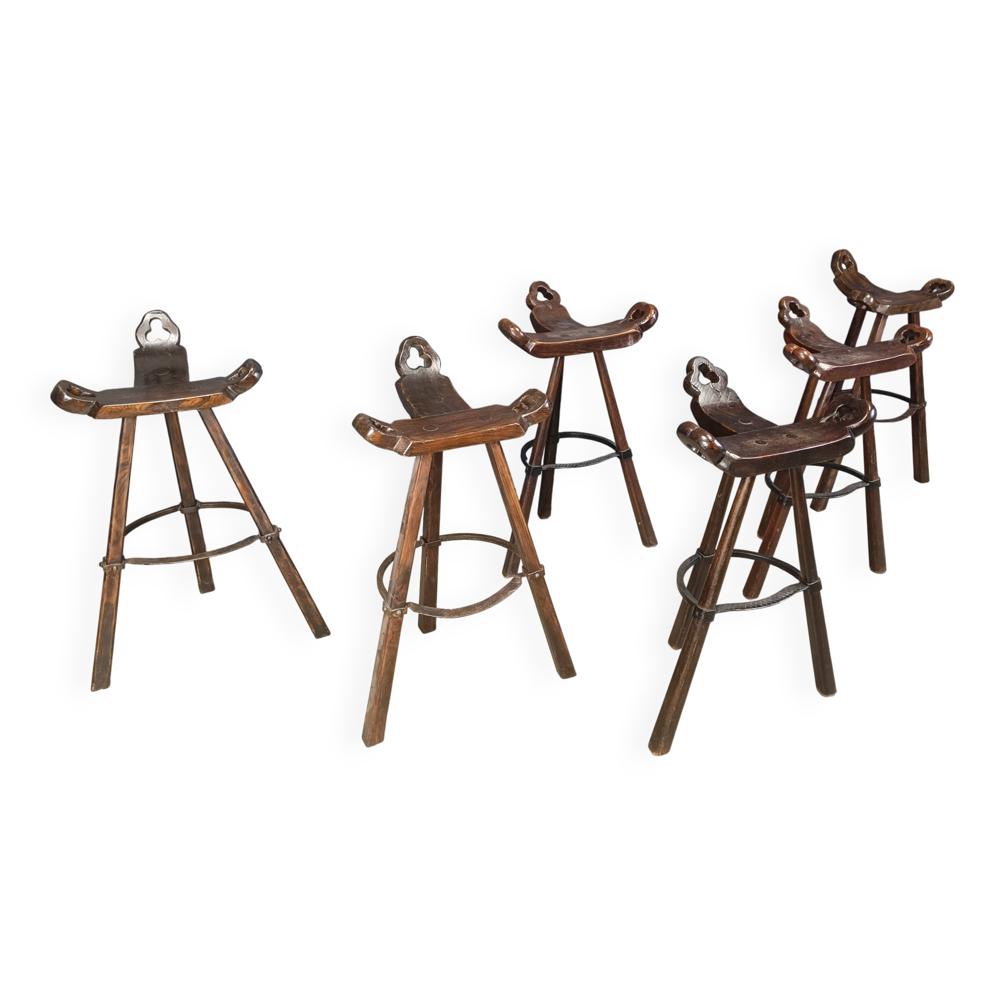 Mid century brutalist bar stools - set of 6, 1960s