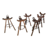 Mid century brutalist bar stools - set of 6, 1960s